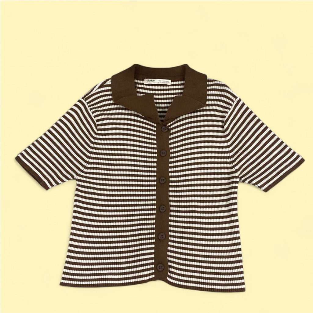 Pull&Bear Brown Button Up Top